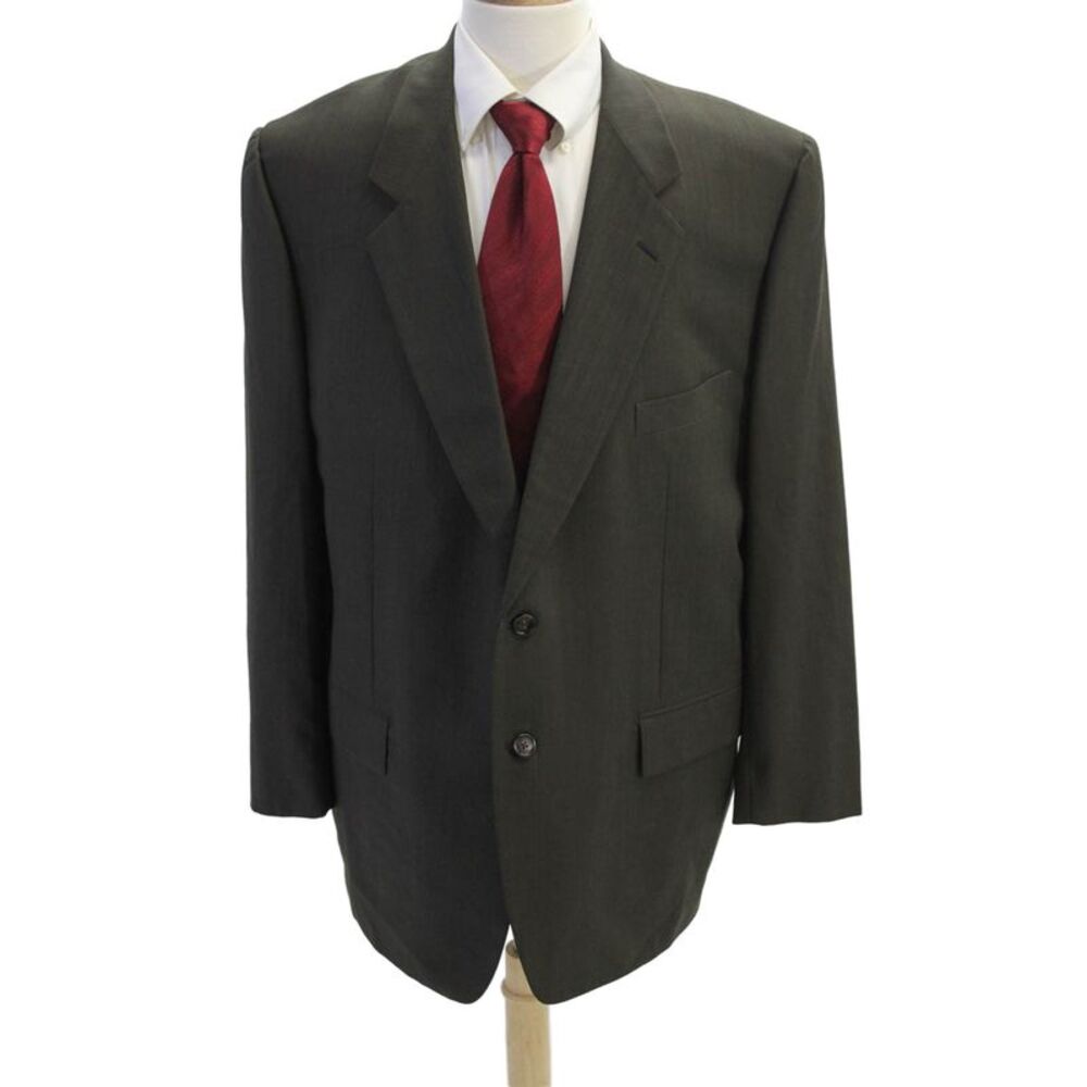 Corneliani Mens Two Button Wide Lapel Blazer Jacket Gray Wool Size 58 Regular
